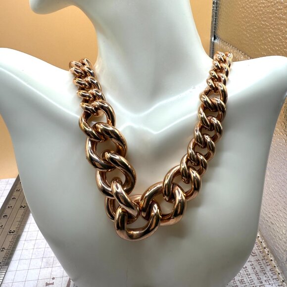 Elegant Bold Milor Bronze Italy Gold Overly Wide Graduated Chain Necklace - Picture 14 of 15